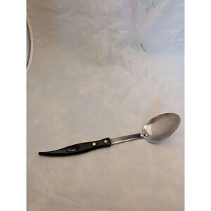 Vintage Stanley Stainless Steel Solid Spoon 10 1/2" Black handle USA